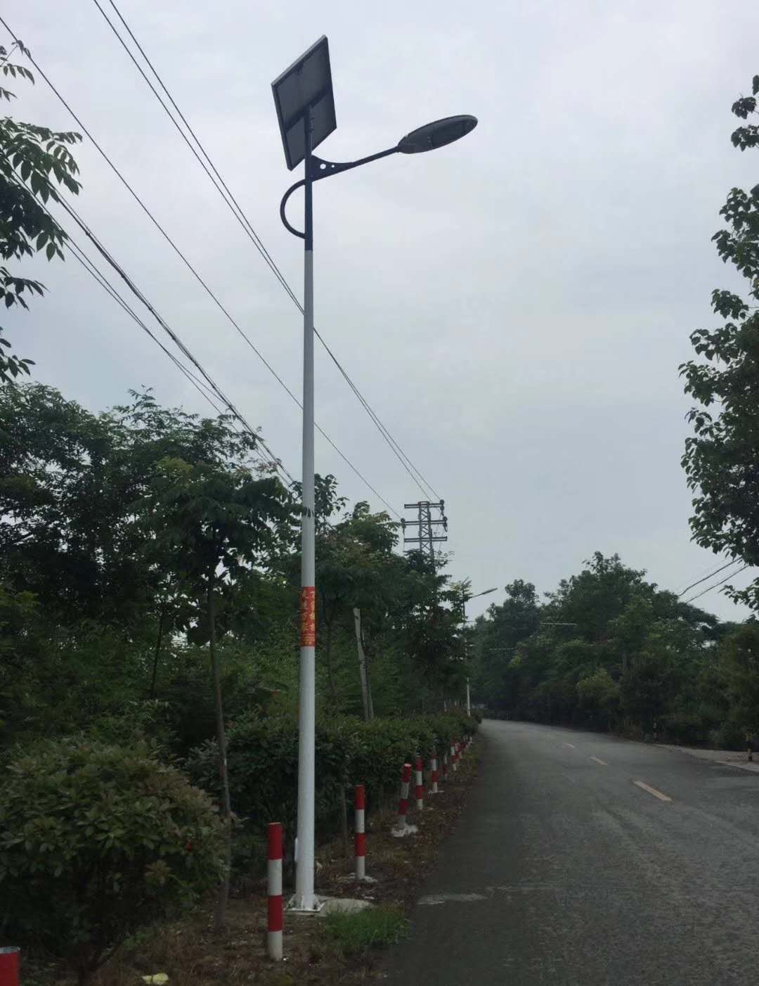 【太阳能路灯厂家直销】阳江镇关王村在主干路狮澄路170盏太阳能路灯工程案例。